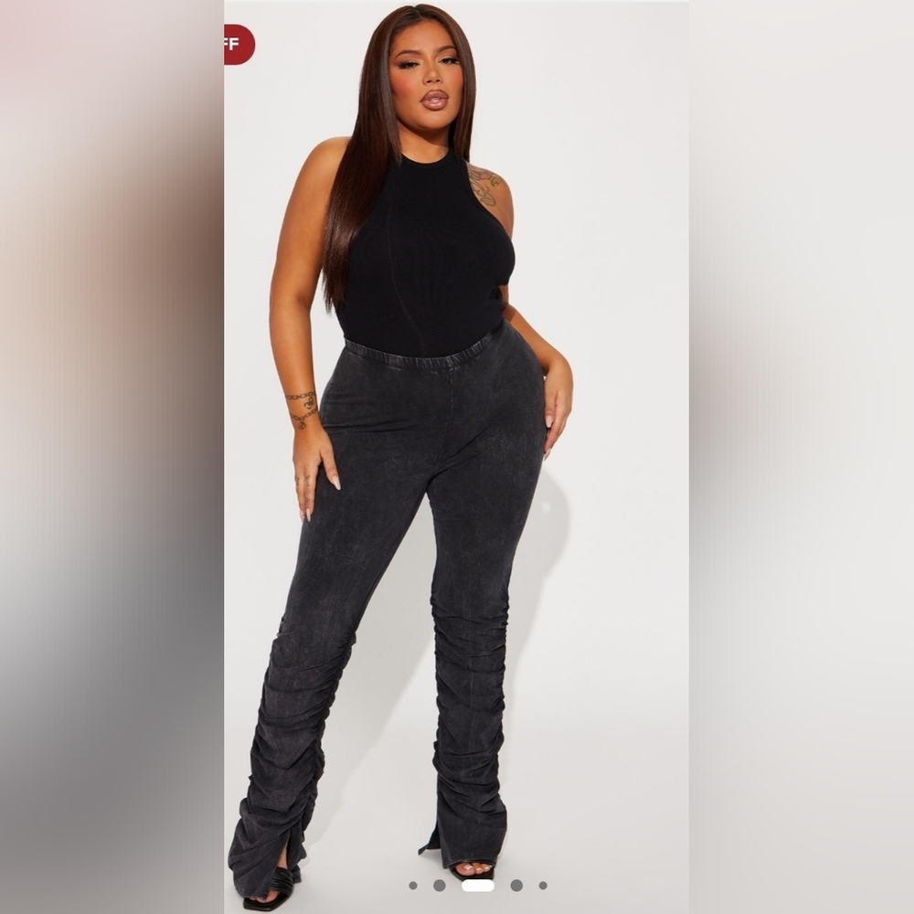 Black Ruched Women's Pants
